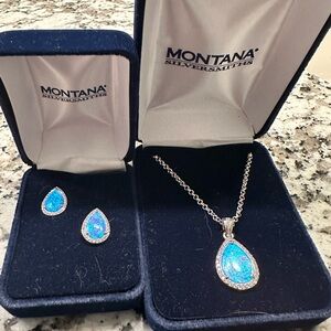 Montana Silversmiths Teardrop Jewelry Set with Blue and Silver